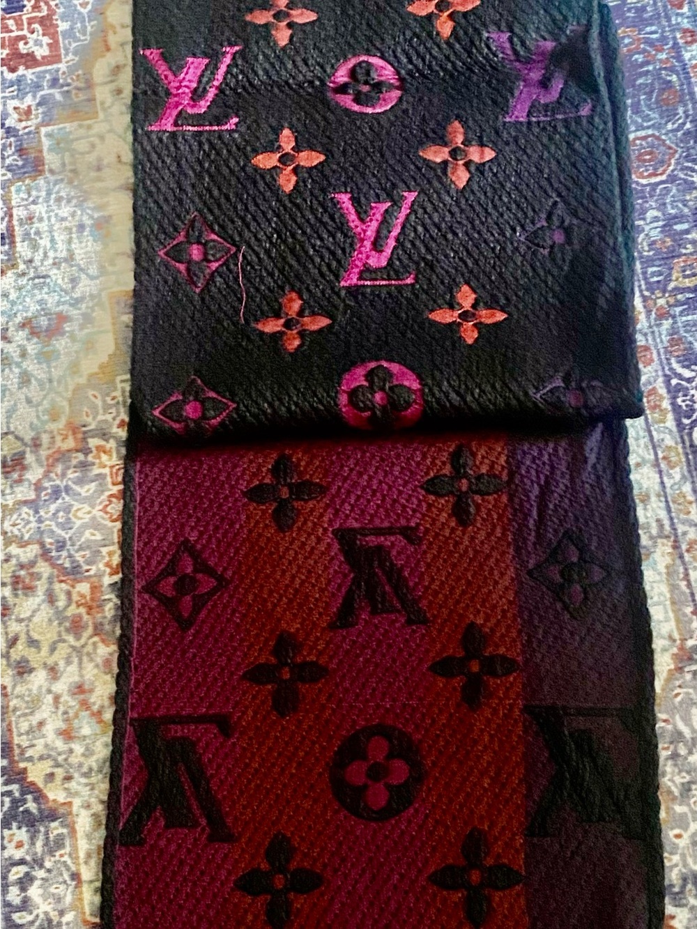 New Monogram Gradient Scarf in Black and Burgundy